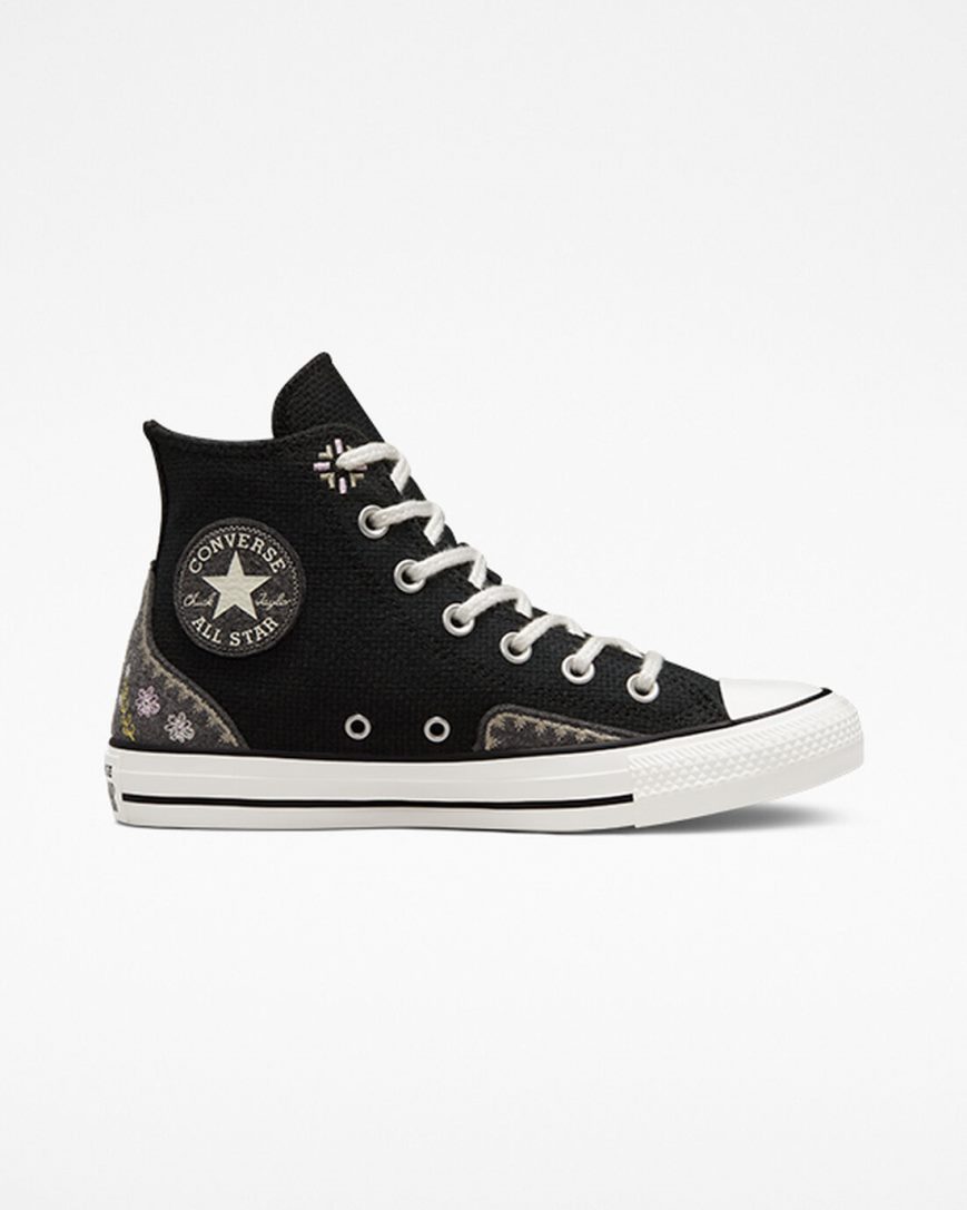 Zapatillas Altas Converse Chuck Taylor All Star Autumn Embroidery Mujer Negras Rosas | PE 072EW8